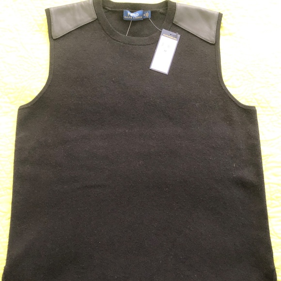Polo Ralph Lauren Sweater Vest Black Wool Blend M - Picture 7 of 9